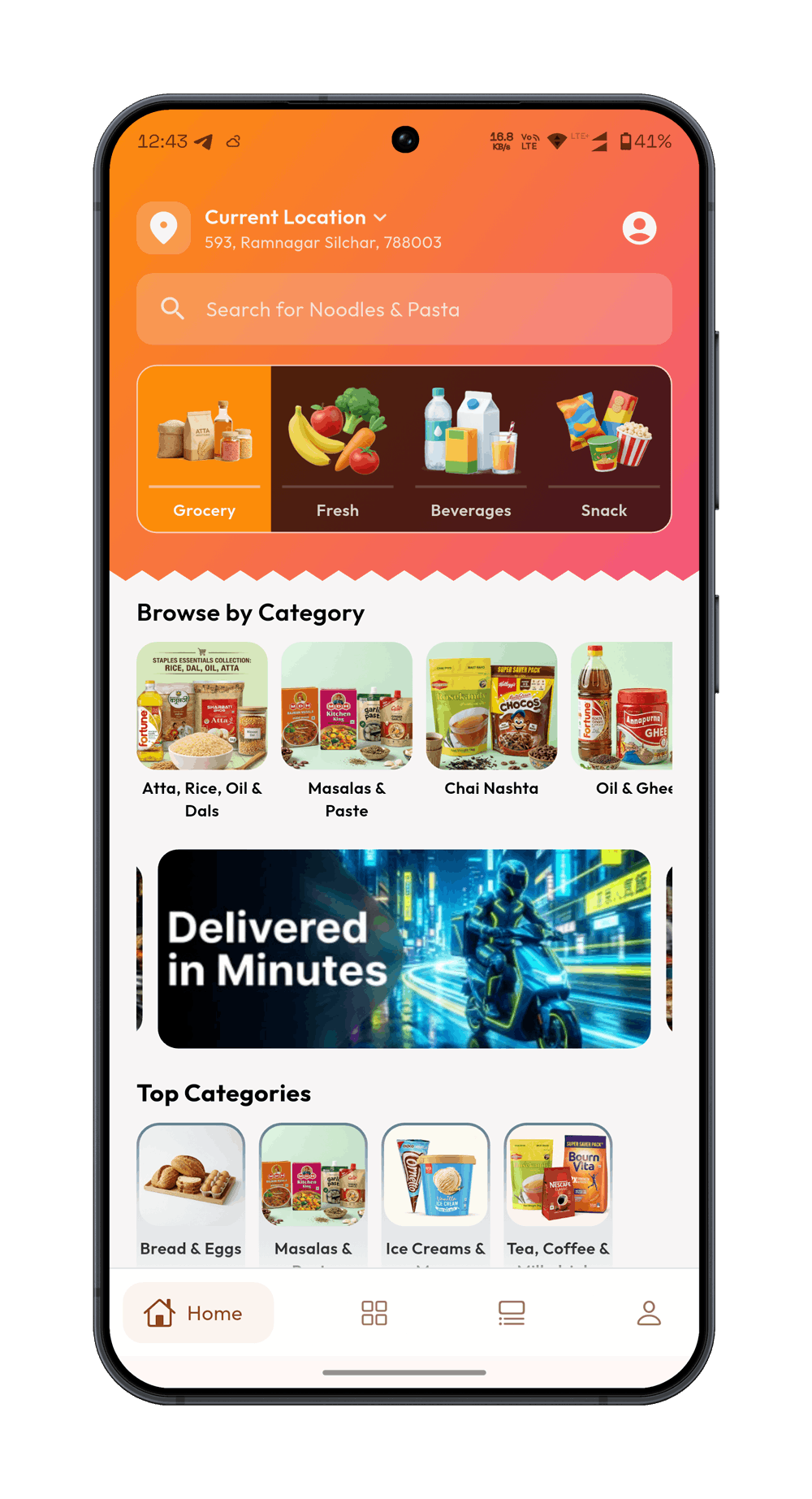 QuickZor app home preview